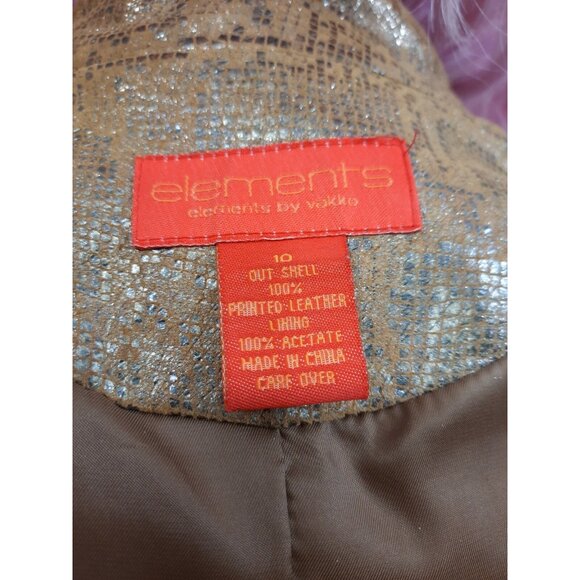 Y2K  Metallic Snake Print Leather Moto Jacket Womens Size M Tan Beige - Picture 12 of 12